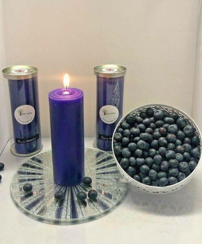 Blueberry Scented Pillar Large Candle 100 Natural Paraffin Wax (Oak